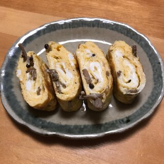 ブラウンえのきと細切りチーズの卵焼き